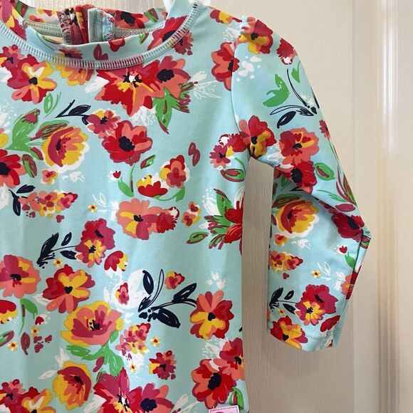 RuffleButts Painted Flowers One Piece Rash Guard Swimsuit Size 12-18 Months - Picture 4 of 16